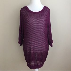 Express Purple Open Knit Dolman Sleeve Sweater